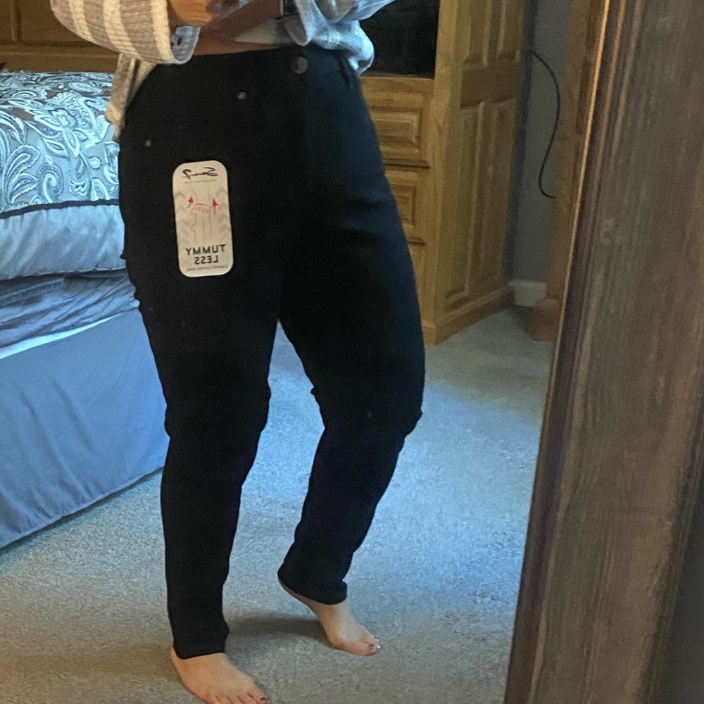 Seven/7 Black Tummy Less high waist jeans. Size 12